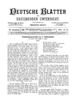 Geschichtsunterricht im 17. Jahrhundert : (Schluss)