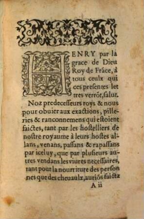 Edict du roy sur la police des hosteliers