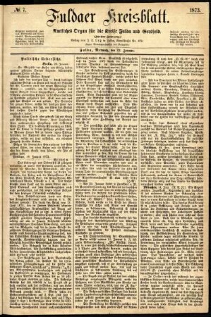 Ausgabe vom Mittwoch, den 22. Januar 1873.