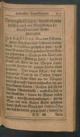 Von unglückseligen/ wunderbaren zufällen/ auch von Menschlichen LebensElende und Unbeständigkeit.
