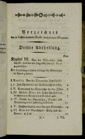 Verzeichniß der in diesem neunten Bande enthaltenen Materien.