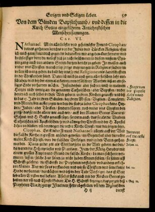 Von dem Blinden Bapstthumb/ und dessen in die Kirch Gottes eingeführten Antichristischen Mensschensatzungen. Cap. VI.