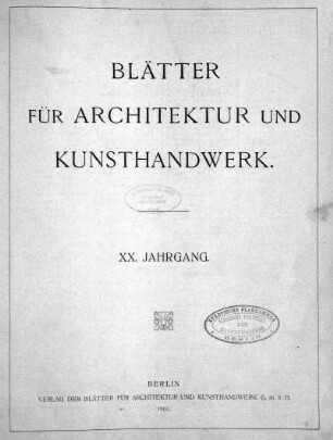 20.1907: Blätter für Architektur und Kunsthandwerk