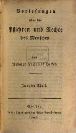 Vorlesungen über die Pflichten und Rechte des Menschen, Zweyter Theil