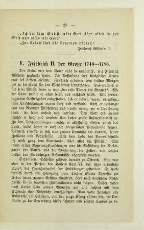 V. Friedrich II. der Große 1740-1786