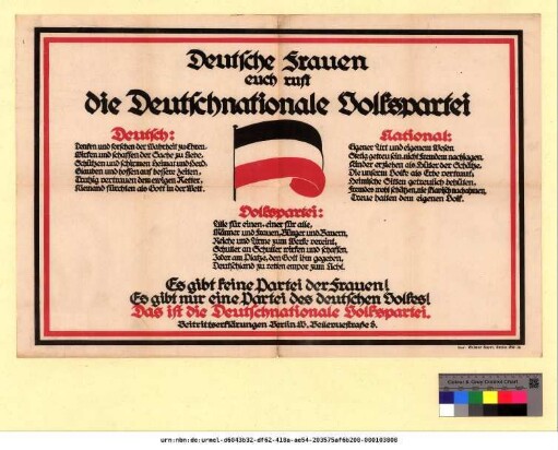 Originaltitel: Deutsche Frauen euch ruft die Deutschnationale Volkspartei