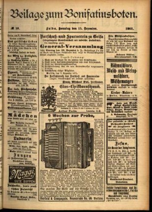 Zweite Ausgabe vom Sonntag, den 15. Dezember 1901.