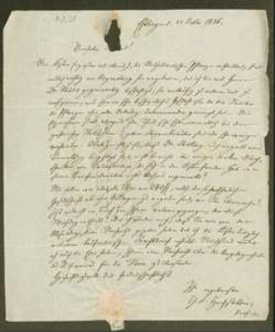 Brief von Christian Ferdinand Hochstetter an August Emanuel Fürnrohr