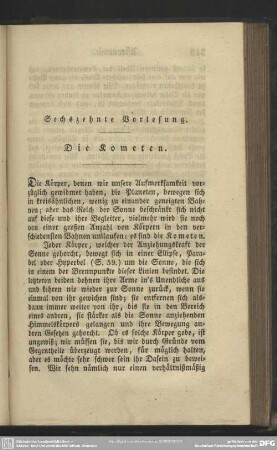 Sechszehnte Vorlesung. Die Kometen
