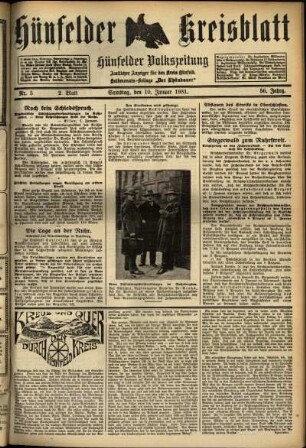 Zweite Ausgabe vom Samstag, den 10. Januar 1931.