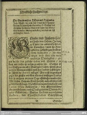Leichenpredigt : Christliche Leichpredigt. Exordium.