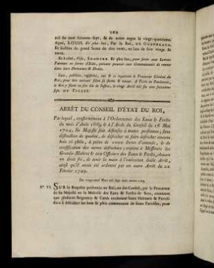 102-104, Arret Du Conseil D´État Du Roi, ...