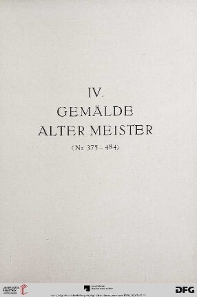 Gemälde Alter Meister (Nr. 375-484)