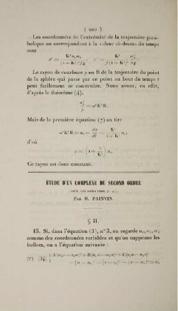 Étude d'un complexe du second ordre.