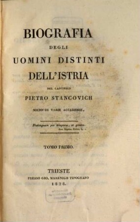 Biografia degli uomini distinti dell'Istria. 1