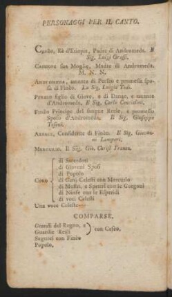 Personaggi Per Il Canto = Singende Personen