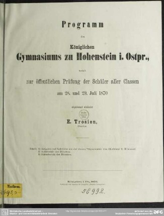 Aufgaben und Lehrsätze aus der ebenen Trigonometrie