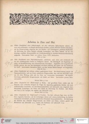Arbeiten in Zinn und Blei (Nr. 495 - 554)