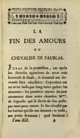 La Fin Des Amours Du Chevalier De Faublas, 5. [Qui fait le douzieme de l'Histoire de ses aventures]