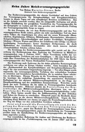 Zehn Jahre Reichsversorgungsgericht