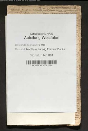 Denkschriften Ernst I. J. Vinckes (Abschr. von d. Hand Ludwig Vinckes)