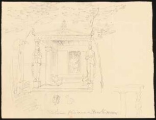 Tempelchen Triclinium Pliniano-Strackianum (?): Perspektivische Ansicht und Detail