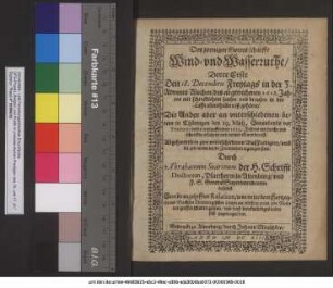 Des zornigen Gottes scharffe Wind- und Wasserruthe : Derer Erste Den 18. Decembris Freytags in der 3. Advents Wochen/ des abgewichenen 1612. Jahres mit schrecklichem sausen und brausen in der Lufft allenthalben ist gehöret/ Die Ander aber an unterschiedenen örtern in Thüringen den 29. Maii, Sonnabends vor Trinitatis dieses jetztlauffenden 1613. Jahres ... erfahren und vermerckt worden ist ; Abgehandelt in zwo unterschiedenen BußPredigten ... Sambt angeheffter Relation, was unter dem Hertzogthumb Sachsen Altenburgischer Linien an etlichen orten jede Ruthe vor grossen schaden gethan/ und sonst denckwürdiges dabey sich zugetragen hat