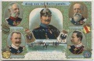 Postkarte zum Kaisermanöver und Kaiserparade (in Württemberg?)