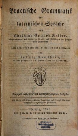 Practische Grammatik der lateinischen Sprache