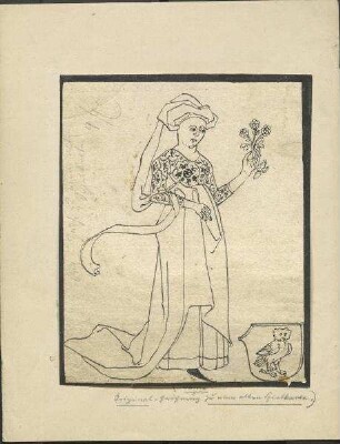Edelfrau mit Wappen