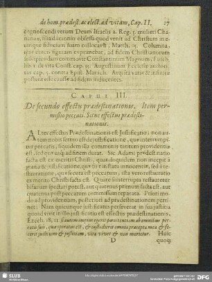Caput III. De secundo effectu praedestinationis