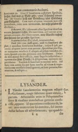 IV. Lysander.