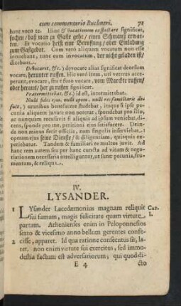 IV. Lysander.