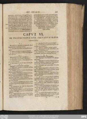 Caput VI. De Protectione Sive Salvaguardia.