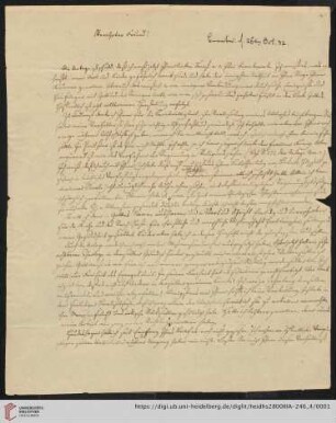 Korrespondenz Heinrich Rettig / Carl Ullmann: Brief von Heinrich Rettig an Carl Ullmann