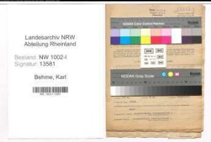 Entnazifizierung Karl Behme, geb. 25.02.1913 (Bueroangest.)