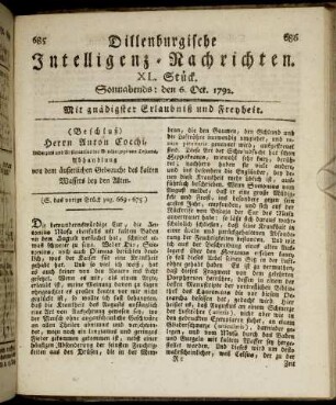XL. Stück. Sonnabends: den 6. Oct. 1792.
