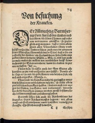 Von besuchung der Krancken.