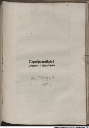 Copulata tractatuum parvorum logicalium Petri Hispani secundum opinionem et viam Thomae Aquinatis