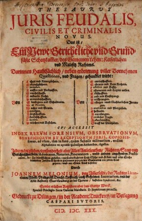 Thesaurus iuris feudalis, civilis et criminalis