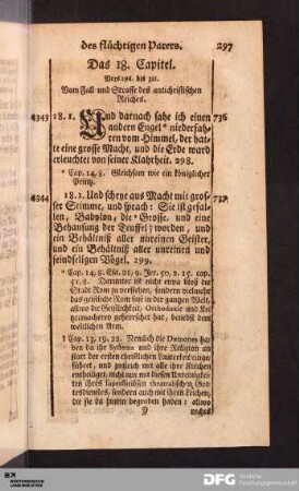 Das 18. Capitel. Vers 298. bis 321. Vom Fall und Straffe des antichristischen Reiches.
