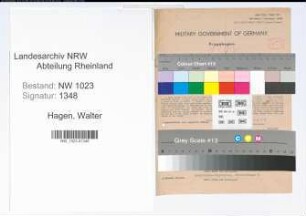 Entnazifizierung Walter Hager , geb. 01.06.1888 (Schmied)