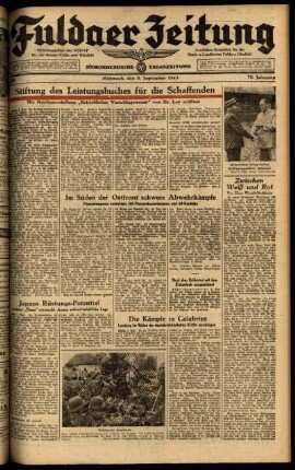 Ausgabe vom Mittwoch, den 08. September 1943.