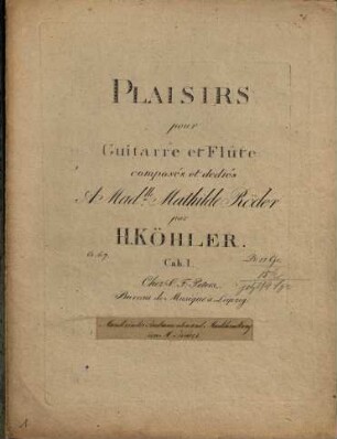Plaisirs : pour guitarre et flûte ; oe 67, 1