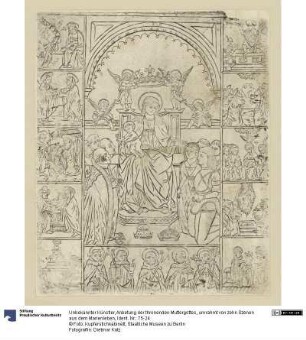 Anbetung der thronenden Muttergottes, umrahmt von zehn Szenen aus dem Marienleben