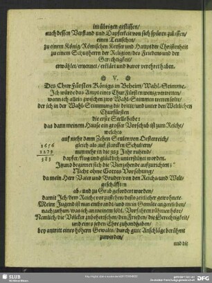 [V. Chur-Böheim, Wahl-Stimme]