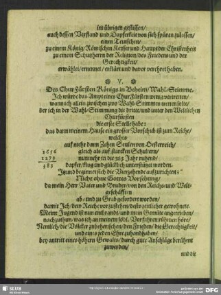 [V. Chur-Böheim, Wahl-Stimme]