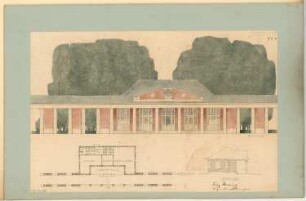 Platzanlage Monatskonkurrenz März 1909: Grundriss, Aufriss Platzansicht, Querschnitt