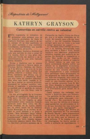 Kathryn Grayson - convertida en estrella contra su voluntad : Repostería de Hollywood