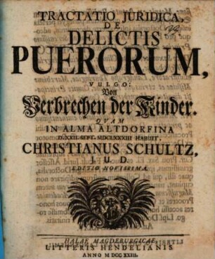 Tractatio iur. de delictis puerorum